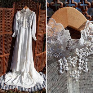 1970s Edwardian Wedding Dress